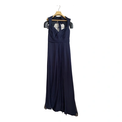 Pre-owned Amsale Silk Maxi Dress In Navy