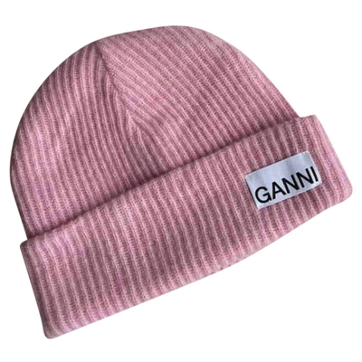 Pre-owned Ganni Wool Beanie In Pink