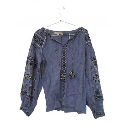 Pre-owned What Goes Around Comes Around Linen Blouse In Blue