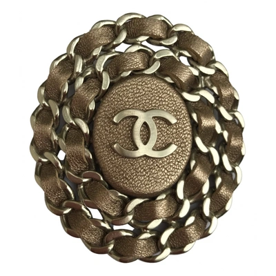 Pre-owned Chanel Leather Pin & Brooche In Brown