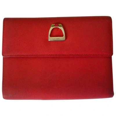 Pre-owned Lancel Leather Clutch In Red