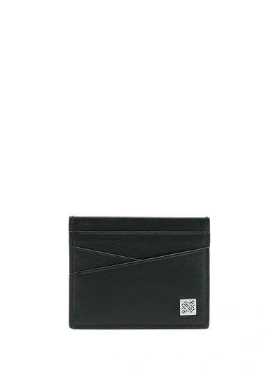 Hugo Boss Logo-patch Leather Cardholder In Schwarz