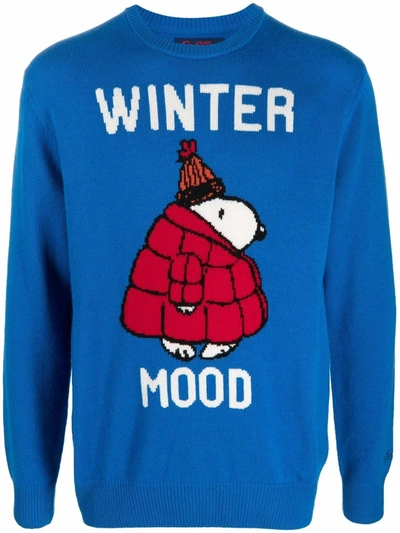 Mc2 Saint Barth Winter Mood Print Sweater In Blue