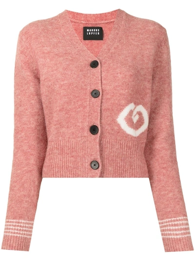 Markus Lupfer Naomi Mélange Intarsia-knit Cardigan In 粉色