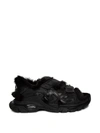 BALENCIAGA FAKE FUR TRACK SANDAL BLACK