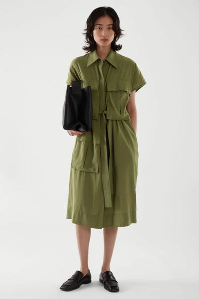slim fit dress slacks Lioraen - Green Striped Cashmere Dress