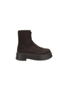 The Row Zipped Boot 1 Suede Ankle Boots In Dark Brown