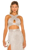 Nookie Alchemy Crop Top In Metallic Silver