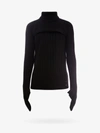 Fendi Wool Sweater With Asymmetrical Sleeves And Ribbed Knit In Black