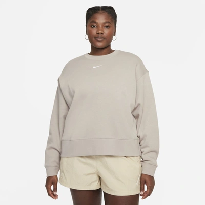 Nike Sportswear Collection Essentials Women's Oversized Fleece Crew In Cream Ii,white
