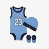 Jordan Jumpman Baby Bodysuit, Beanie And Booties Set In University Blue