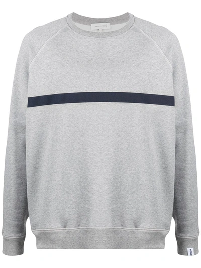 Mackintosh Horizontal-stripe Crew-neck Sweatshirt In Grey