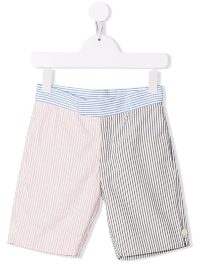 Thom Browne Kids' Seersucker Bermuda Shorts In Grey