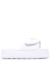Versace Womens Z4001 White Tessuto Logo-emrboidered Cotton Slippers 6 In White