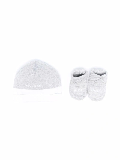 Givenchy Babies' Knitted Beanie Set In Grey