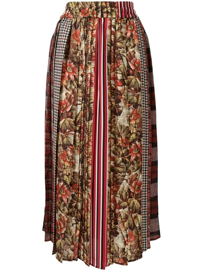 Pierre-louis Mascia Vintage-floral Pleated Midi Skirt In Red