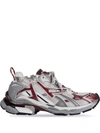 Balenciaga White & Burgundy Runner Sneakers In Grey