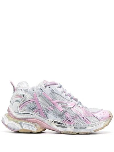 Balenciaga White/pink Runner Low-top Sneakers