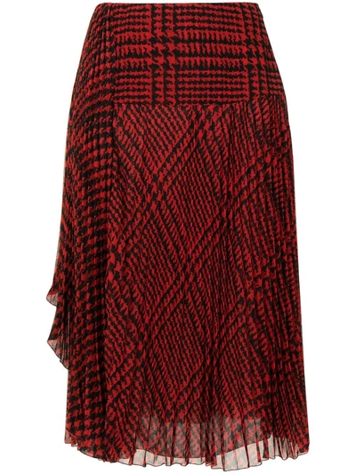 Ermanno Scervino Prince-of-wales Print Pleated Skirt In Red