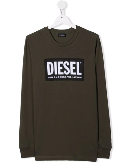 Diesel Teen Tusty ml Logo-print T-shirt In Green