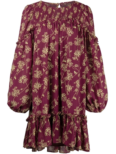 Cinq À Sept Zola Shirred Floral-print Crepe De Chine Mini Dress In Nocolor
