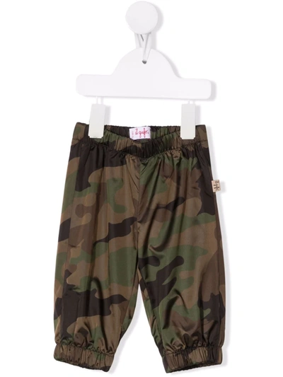 Il Gufo Babies' Camouflage-print Elasticated Trousers In Green