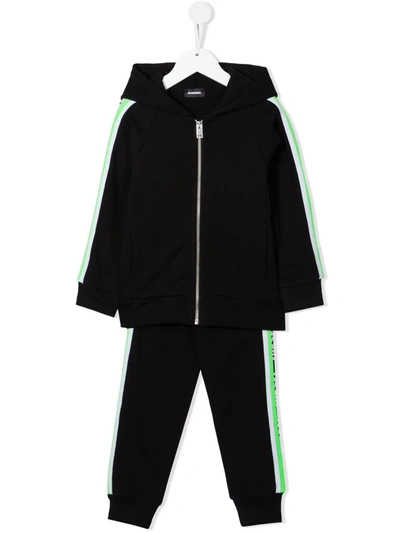 Diesel Teen Logo-tape Cotton Tracksuit In 黑色