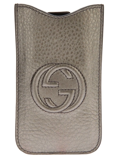 Gucci Logo Iphone Case In Metallic