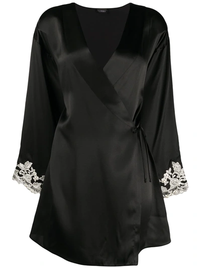 La Perla Lace Inserts Dressing Gown In Black