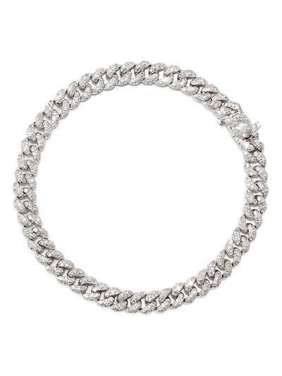 Shay 18k White Gold Mini Link Diamond Bracelet In Silver