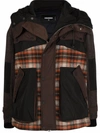 DSQUARED2 CHECK-PRINT PANELLED PADDED JACKET