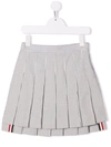 Thom Browne Rwb Stripe-detail Box-pleat Skirt In Grey