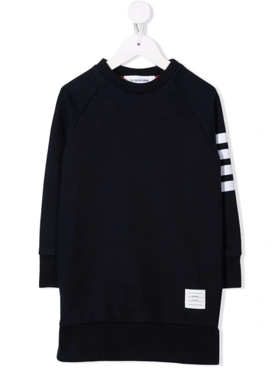 Thom Browne Kids' Blue 4-bar Cotton Sweater Dress