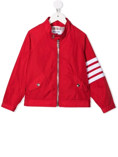 Thom Browne Kids' 4-bar Bomber Jacket In Red