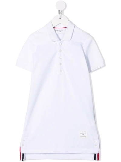 Thom Browne Kids' Short-sleeve Polo Dress In White