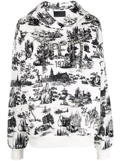 Philipp Plein Crystal-embellished Cotton Hoodie In White