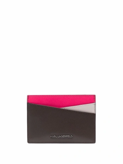 Karl Lagerfeld K/karl Seven Leather Cardholder In Brown