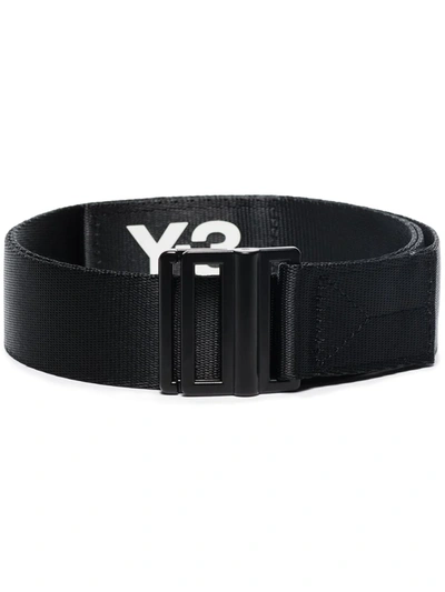 Y-3 Buckle-fastening Logo-print Belt In Black