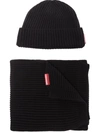 Dsquared2 Knitted Beanie Hat And Scarf Set In Black