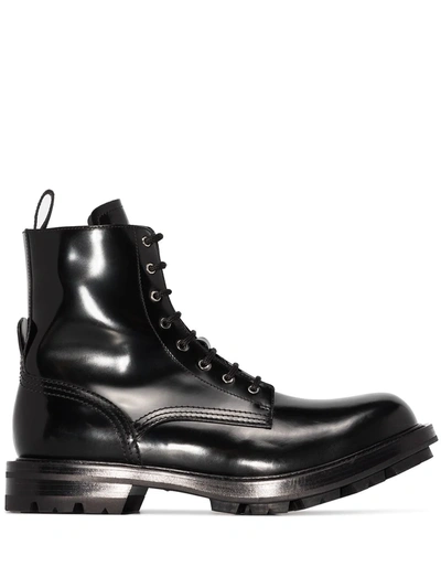 Alexander Mcqueen Worker Lace-up Boots In Black
