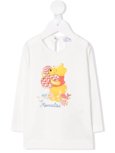 Monnalisa Babies' X Winnie The Pooh Logo-embroidered T-shirt In White