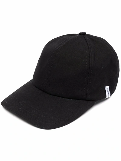 Mackintosh Tipping Waxed Cotton Cap In Black