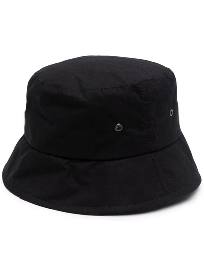 Mackintosh Waxed Cotton Bucket Hat In Black