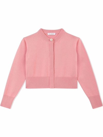 Dolce & Gabbana Round Neck Cardigan In Pink