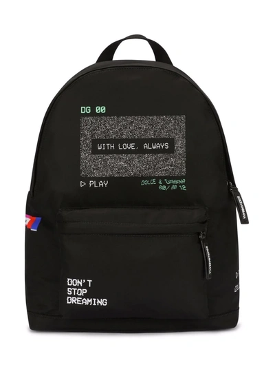 Dolce & Gabbana Kids' Screen-print Backpack In Black