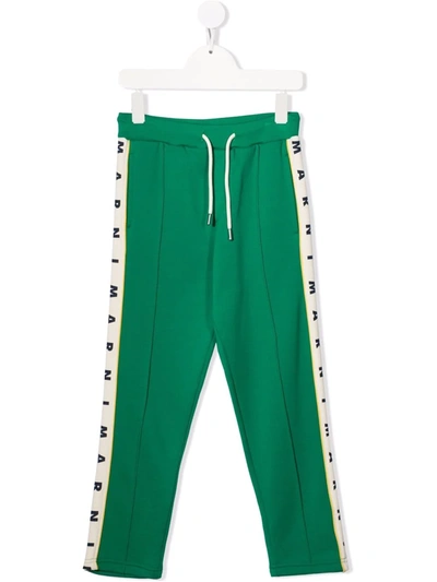 Marni Kids' Sports Trousers With Print In Green