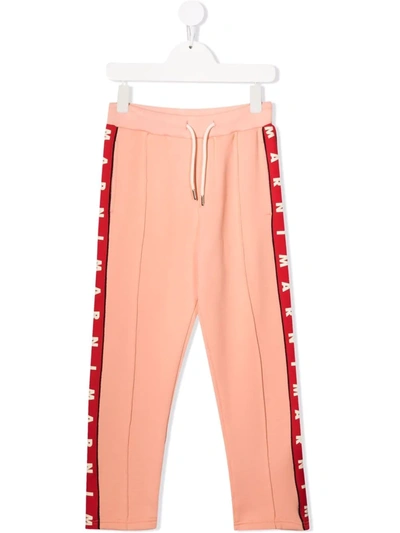 Marni Kids' Logo-print Track Trousers In Pink