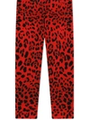 Dolce & Gabbana Girl's Cheetah-print Stretch Cotton Leggings In Red