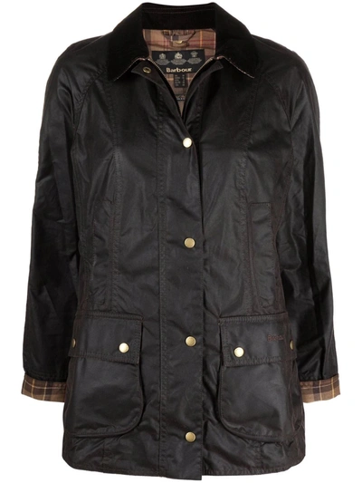 Barbour Beadnell Waxed Jacket In Black