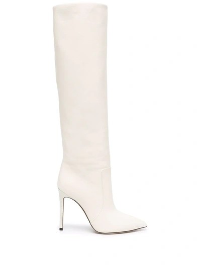 Paris Texas Croc-effect Leather Knee-high Boots In Grey